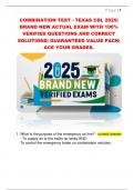 COMBINATION TEST - TEXAS CDL 2025&vert;  BRAND NEW ACTUAL EXAM WITH 100&percnt;  VERIFIED QUESTIONS AND CORRECT  SOLUTIONS&vert; GUARANTEED VALUE PACK&vert;  ACE YOUR GRADES&period;