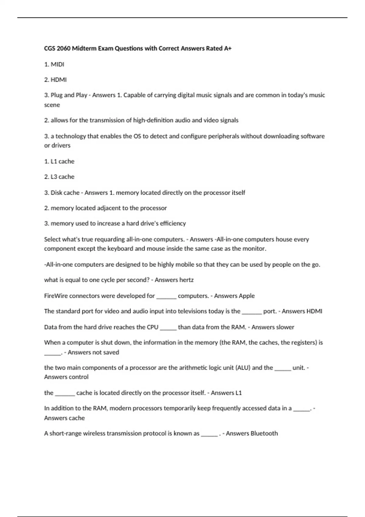 CGS 2060 Bundled Questions Answered Correctly Rated A+ Latest Update ...