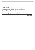  Fundamentals of Nursing&colon; The Art and Science of Person-Centered Care Test Bank&colon; 10th Edition by Carol R&period; Taylor&comma; Pamela B Lynn & Jennifer L Bartlett ALL Chapters 1-47 LATEST&period;