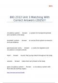 BIO 2312 Unit 3 Matching With Correct Answers &lpar;2025&rpar;&excl;&excl;