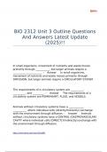 BIO 2312 Unit 3 Outline Questions And Answers Latest Update &lpar;2025&rpar;&excl;&excl;