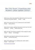 Bio 2312 Exam 2 Questions And Answers Latest Update &lpar;2025&rpar;&excl;&excl;