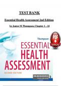 Test Bank For Essential Health Assessment 2nd Edition&comma; By Janice Thompson 2024&comma; Chapter 1-24&comma; All
