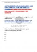 ASCP MLS CERIFICATION EXAM LATEST 2025  EXAM COMPLETE EXAM WITH DETAILED  ANSWERS BOC Medical Laboratory Scientist  &lpar;MLS&rpar; exam 100&percnt; GUARANTEED PASS  GRADED A