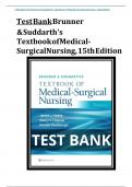 Test Bank - Brunner & Suddarth's Textbook of Medical-Surgical Nursing 15TH edition by Janice L&period; Hinkle ISBN 978-1975161033 Complete guide 100&percnt; verified A&plus; Grade Assured&excl;&excl;&excl;&excl; Guaranteed pass&excl;&excl;&excl;&excl; LATEST UPDATE&excl;&excl;&excl;&excl;&excl;