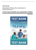 Test Bank For Fundamentals of Nursing&colon; The Art and Science of Person-Centered Care 10th Edition by Carol R&period; Taylor&comma; Pamela B Lynn & Jennifer L Bartlett&vert; 9781975168162&vert; All Chapters 1-47&vert; LATEST