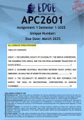 APC2602 Assignment 1 &lpar;ANSWERS&rpar; Semester 1 2025 - DISTINCTION GUARANTEED