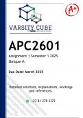 APC2602 Assignment 1 &lpar;DETAILED ANSWERS&rpar; Semester 1 2025 - DISTINCTION GUARANTEED