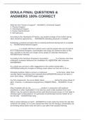 DOULA FINAL QUESTIONS & ANSWERS 100&percnt; CORRECT