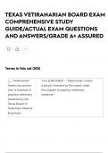 TEXAS VETIRANARIAN BOARD EXAM COMPREHENSIVE STUDY GUIDE&sol;ACTUAL EXAM QUESTIONS AND ANSWERS&sol;GRADE A&plus; ASSURED