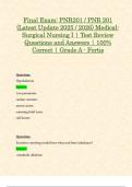 Final Exam&colon; PNR201 &sol; PNR 201 &lpar;Latest Update 2025 &sol; 2026&rpar; Medical-Surgical Nursing I &vert; Test Review Questions and Answers &vert; 100&percnt; Correct &vert; Grade A - Fortis