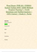 Exam 1&comma; Exam 2&comma; Exam 3&comma; Exam 4 & Final Exam&colon; PNR 201 &sol; PNR201 &lpar;Latest 2025 &sol; 2026 Updates STUDY BUNDLE WITH COMPLETE SOLUTIONS&rpar; Medical-Surgical Nursing I &vert; Questions and Verified Answers &vert; 100&percnt; Correct &vert; Grade A - Fortis