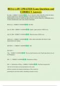 RESA LAW UPDATED Exam Questions and  CORRECT Answers 