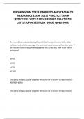 WASHINGTON STATE PROPERTY AND CASUALTY INSURANCE EXAM 2025&vert; PRACTICE EXAM QUESTIONS WITH 100&percnt; CORRECT SOLUTIONS&vert; LATEST UPDATE&vert;STUDY GUIDE QUESTIONS