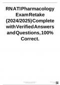 RN ATI Pharmacology Exam Retake &lpar;2024&sol;2025&rpar; Complete with Verified Answers and Questions&comma; 100&percnt; Correct&period;