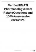 Verified RN ATI Pharmacology Exam Retake Questions and 100&percnt; Answers for 2024&sol;2025&period;
