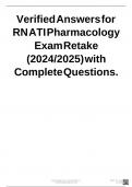 Verified Answers for RN ATI Pharmacology Exam Retake &lpar;2024&sol;2025&rpar; with Complete Questions&period;