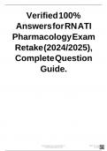 Verified 100&percnt; Answers for RN ATI Pharmacology Exam Retake &lpar;2024&sol;2025&rpar;&comma; Complete Question Guide&period;