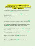 California Private Applicator Exam  UPDATED ACTUAL  Exam Questions and  CORRECT Answers