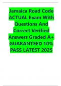 Jamaica Road Code ACTUAL Exam With  Questions And Correct Verified Answers Graded A&plus; GUARANTEED 10&percnt; PASS LATEST 2025 