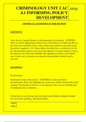  CRIMINOLOGY UNIT 2 AC 4&period;1 INFORMING POLICY DEVELOPMENT QUESTIONS AND ANSWERS 2025