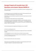 Georgia Property & Casualty Exam 124 Questions and answers Newest RATED A&plus;