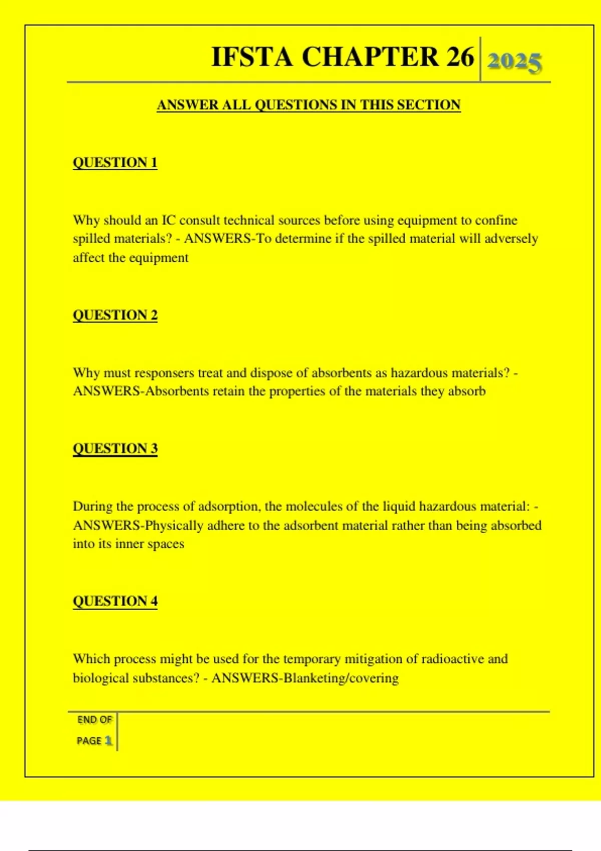 Section 26 Example Exam Questions IFSTA CHAPTER 26 QUESTIONS AND ANSWERS 2025 - IFSTA CHAPTER 26 - Stuvia US