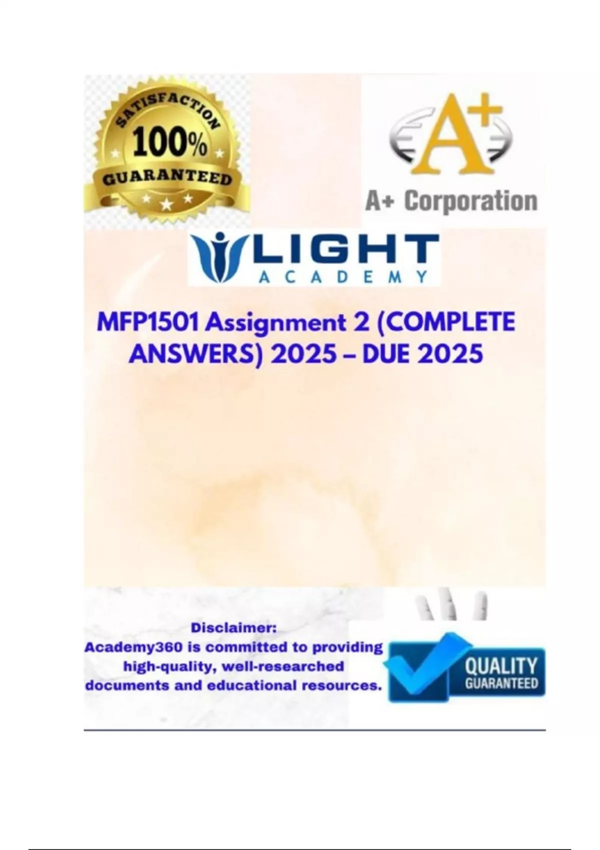 Mfp1501 Assignment 2 Complete Answers 2025 Due 2025 100 Trusted