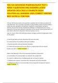 NSG 533 ADVANCED PHARMACOLOGY TEST 1 WEEK 4 QUESTIONS AND ANSWERS LATEST UPDATED 2024&sol;2025 A COMPLETE EXAM SOLUTION ALL ANSWERS 100&percnt; CORRECT VERIFIED BEST EATED A&plus; FOR PASS