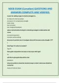 NDEB EXAM &lpar;Canadian&rpar; QUESTIONS AND  ANSWERS COMPLETE AND VERIFIED&period; 