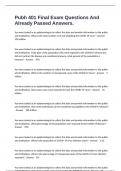 Pubh 401 Final Exam Questions And Already Passed Answers&period;