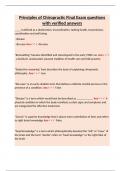 Principles of Chiropractic Final Exam questions with verified answers&period;