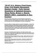 "92-97 U&period;S&period; History Final Exam Prep&colon; Civil Rights Movement Mastery Guide &ndash; Fully Solved Questions & Updated Answers &lpar;Rosa Parks&comma; Brown v&period; Board&comma; NAACP&comma; SNCC&comma; Legislation & Key Events&rpar;"