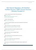 CDL Hazmat Questions with Detailed  Verified Answers &lpar;100&percnt; Correct Answers&rpar;  &sol;Already Graded A&plus;