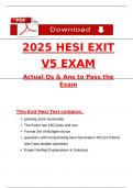 2025 HESI Exit Exam V5 Actual Qs & Ans to Pass the Exam &lpar;NGN style Qs & Case studies&rpar;&comma; 100&percnt; Verified