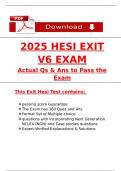 2026&sol;2027 HESI Exit Exam V6 Actual Qs & Ans to Pass the Exam &lpar;NGN style Qs & Case studies&rpar;&comma; 100&percnt; Verified