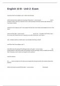 English 10 B - Unit 2&colon; Exam Actual Questions With Correct Answers Success Guaranteed