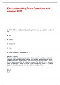 Electrochemistry Exam Questions and answers 2025&period;