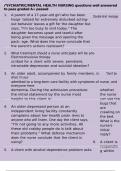 PSYCHIATRIC&sol;MENTAL HEALTH NURSING questions well answered to pass graded A&plus; passed