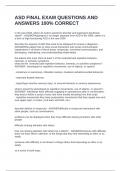 ASD FINAL EXAM QUESTIONS AND ANSWERS 100&percnt; CORRECT