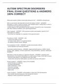AUTISM SPECTRUM DISORDERS FINAL EXAM QUESTIONS & ANSWERS 100&percnt; CORRECT