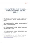 Nursing 460 Exam -3 Questions And Answers Latest Update &lpar;2025&rpar;&excl;&excl;