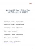 Nursing 460 Wvu - Critical Care Verified Answers &lpar;2025&rpar;&excl;&excl;