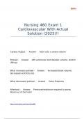 Nursing 460 Exam 1 Cardiovascular With Actual Solution &lpar;2025&rpar;&excl;&excl;