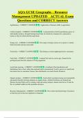 AQA GCSE Geography - Resource  Management UPDATED    ACTUAL Exam  Questions and CORRECT Answers