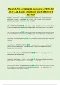 AQA GCSE Geography Glossary UPDATED     ACTUAL Exam Questions and CORRECT  Answers