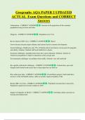 Geography AQA PAPER 2 UPDATED  ACTUAL  Exam Questions and CORRECT  Answers 