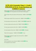 GCSE AQA Geography Paper 2 - Grade 9  UPDATED ACTUAL  Exam Questions and  CORRECT Answers 