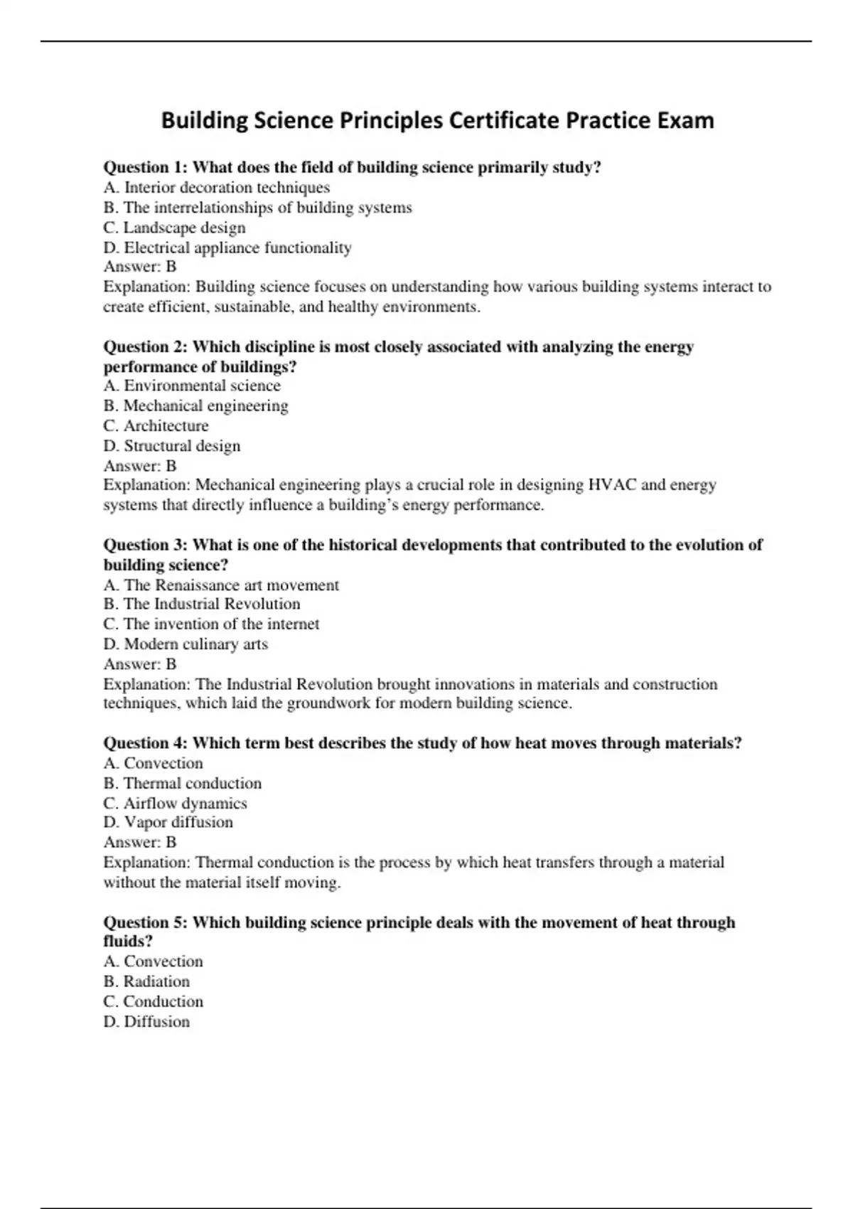 Building Science Principles Certificate Practice Exam - Computers ...
