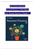 Garman&sol;Fox's Personal Finance&comma; 14th Edition Solution and Answer Guide&comma; 2024 Complete Chapters 1 - 17&comma; Verified Latest Version